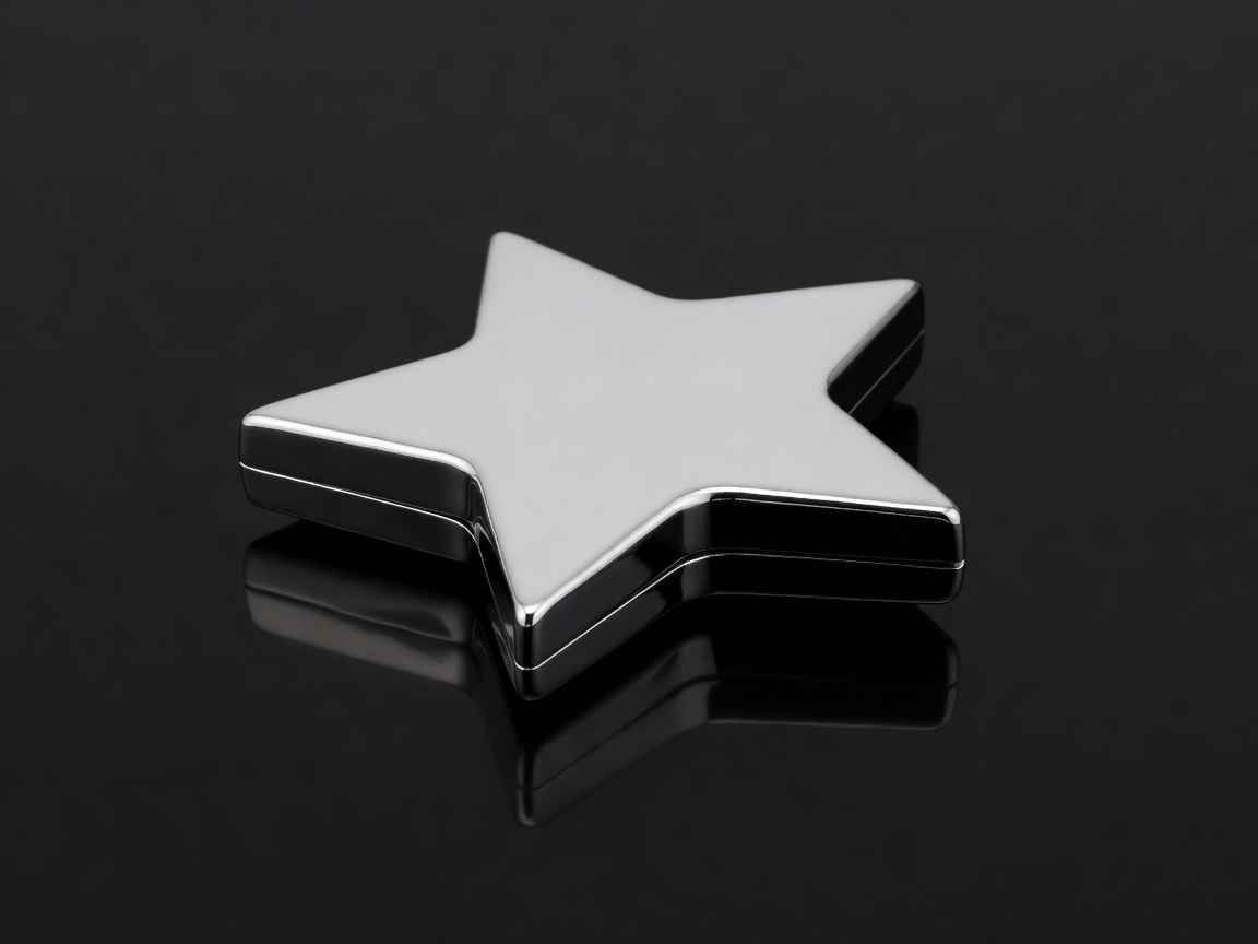 3D render of a mirrored star-shaped compact open to show a silver pressed highlighter